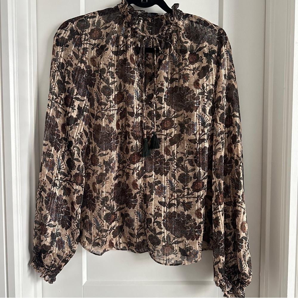 MANGO Floral Peasant Blouse - Size M